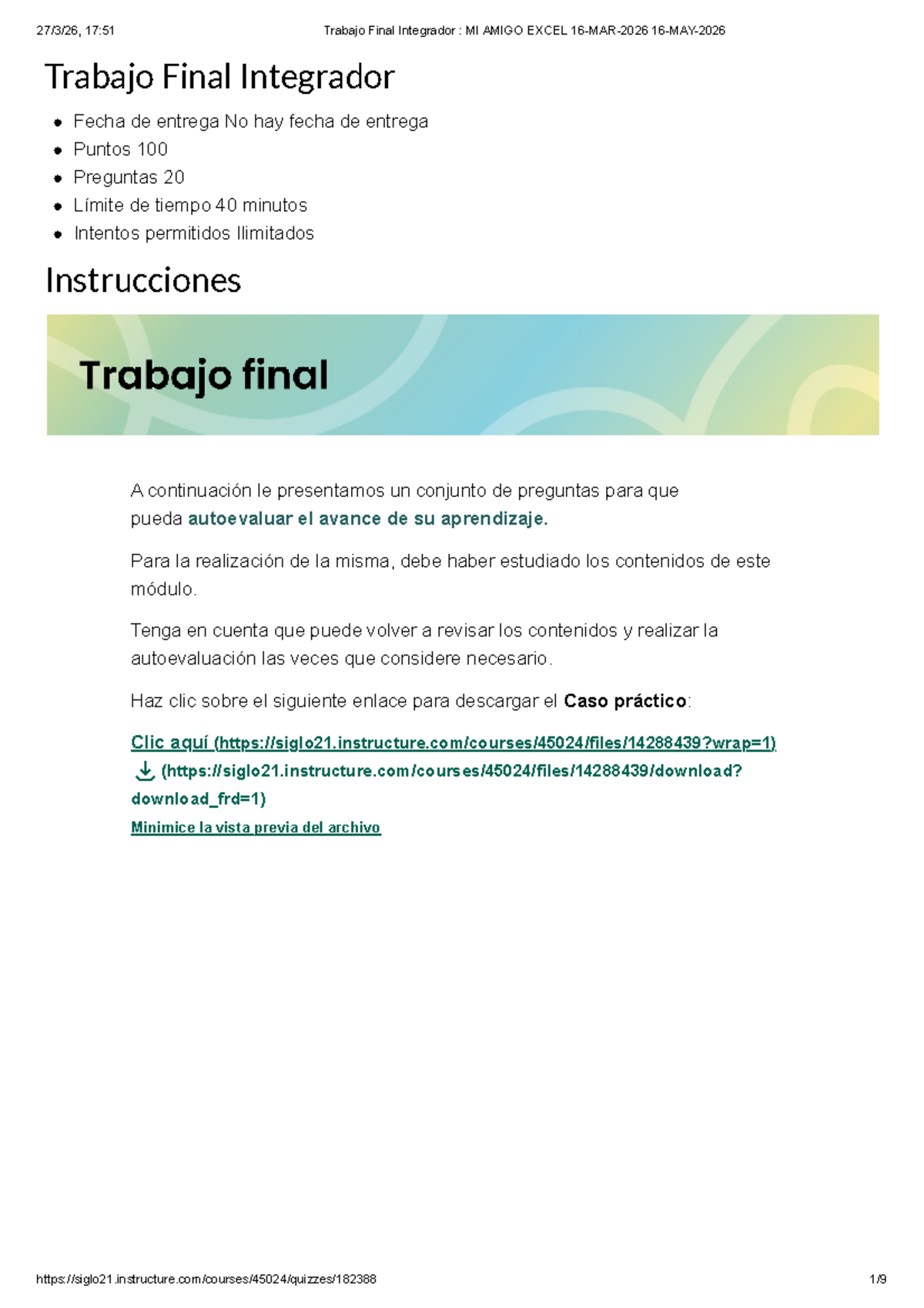 Trabajo Final Integrador 17:51: Análisis de Datos en Excel - Document Preview