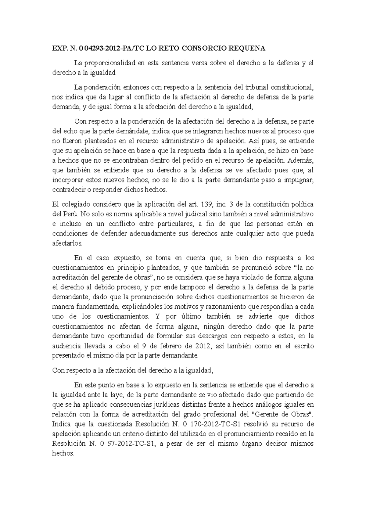 Afectación al Derecho de Defensa y a la Igualdad en el Proceso Legal ...