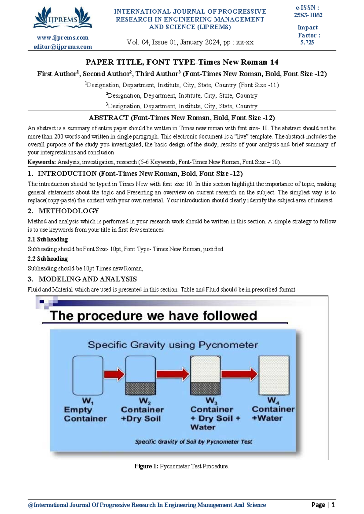 IJPREMS Paper Format Guidelines: Vol. 04, Issue 01, Jan 2024 - Studocu