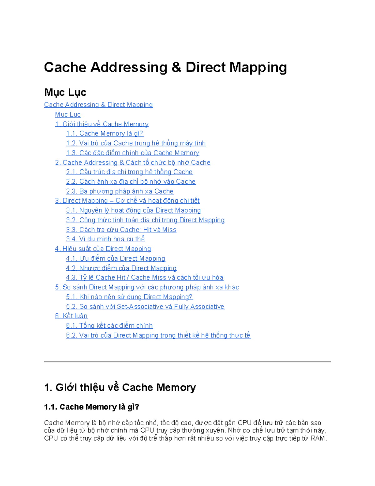 CEA201 - Final Exam Notes on Cache Addressing & Direct Mapping - Studocu