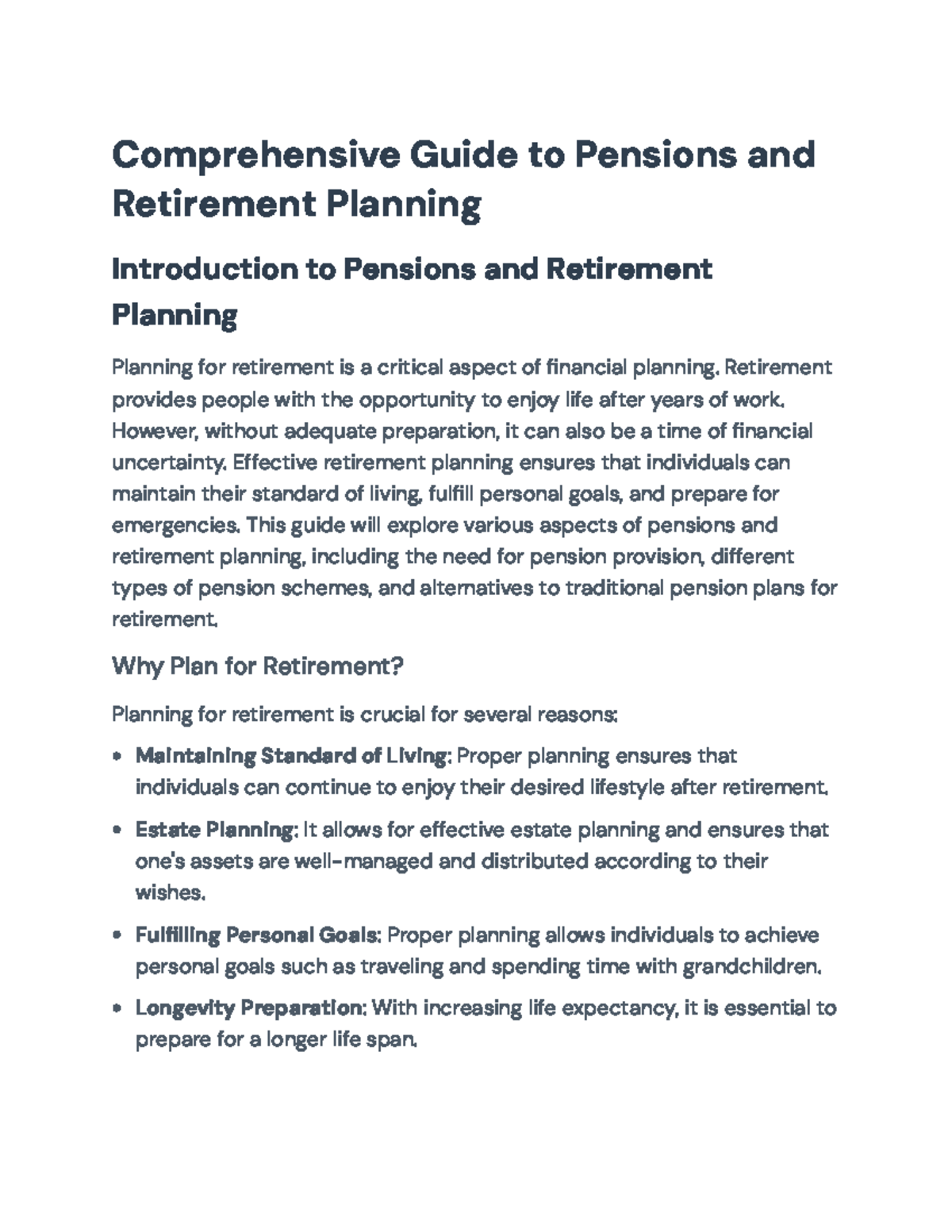 Comprehensive Guide to Pensions and Retirement Planning - Comprehensive ...