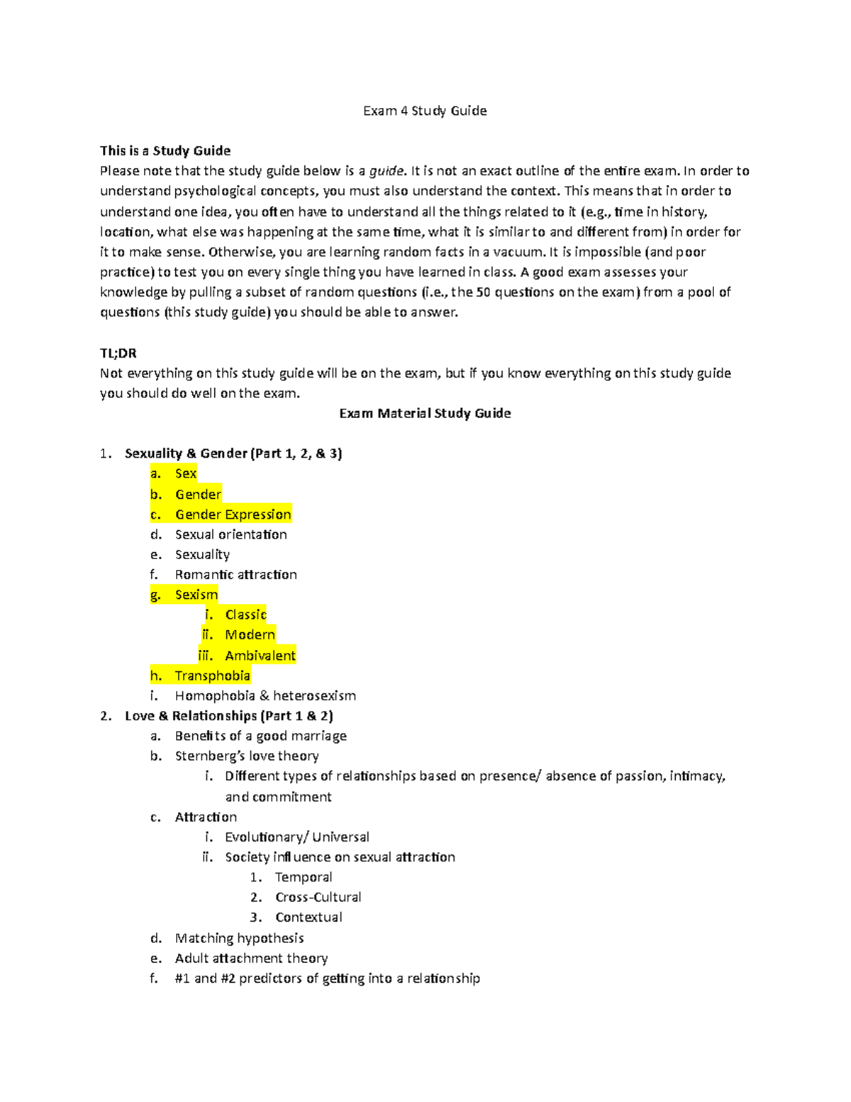 Exam 4 Study Guide 2021 - Exam 4 Study Guide This is a Study Guide ...
