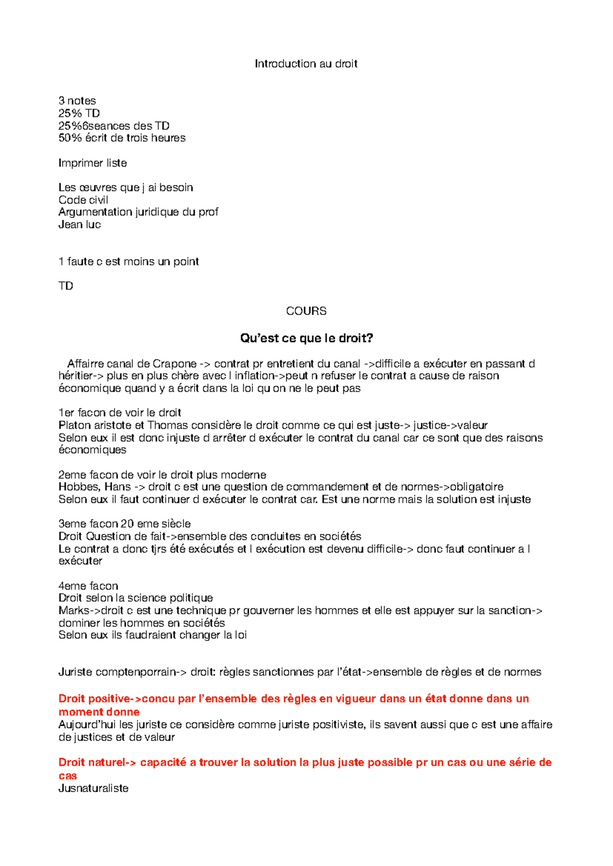 Introduction au Droit 3: Notes de TD et Concepts Juridiques - Studocu