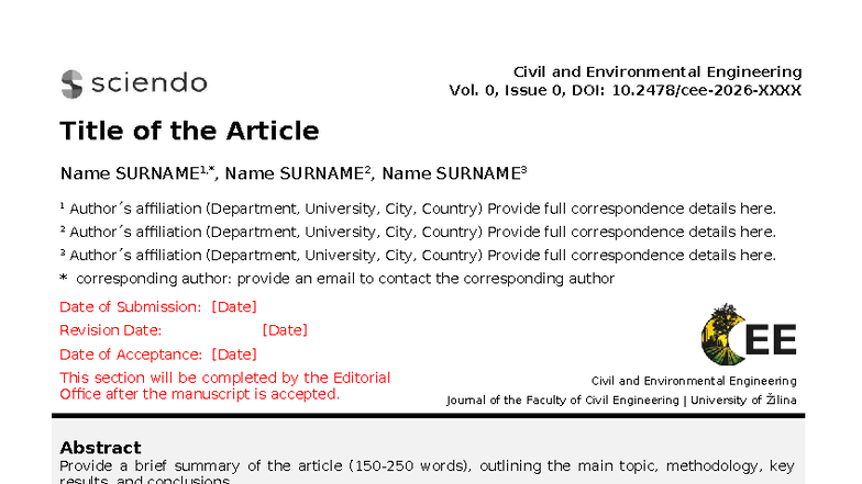 Civil and Environmental Engineering CEE 2026 Manuscript Formatting ...