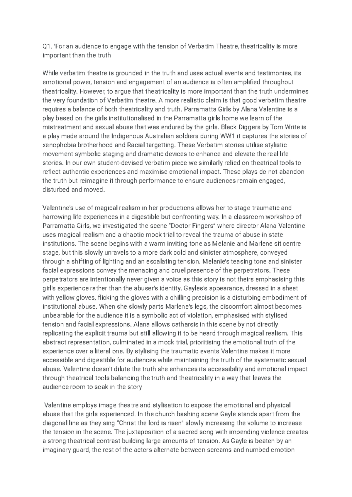 Drama Essays: Exploring Theatricality and Truth in Australian Verbatim ...