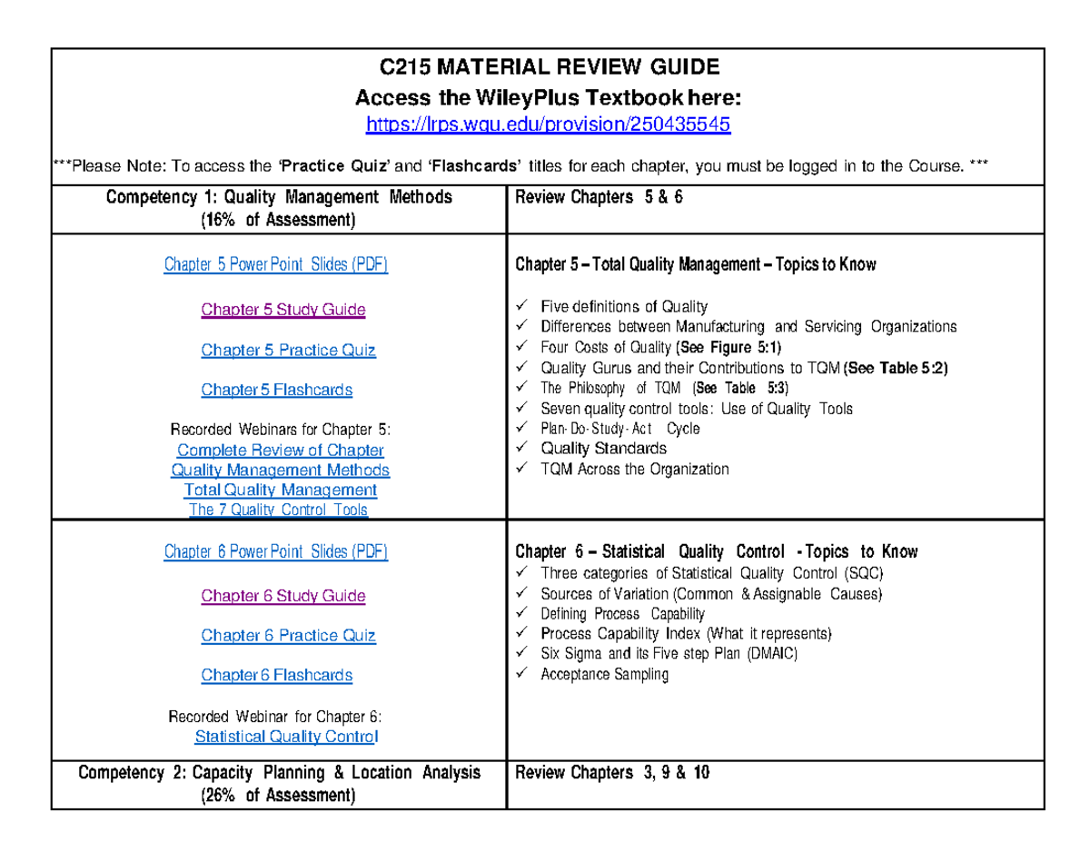 C215 - Material Review Guide - C215 MATERIAL REVIEW GUIDE Access the ...