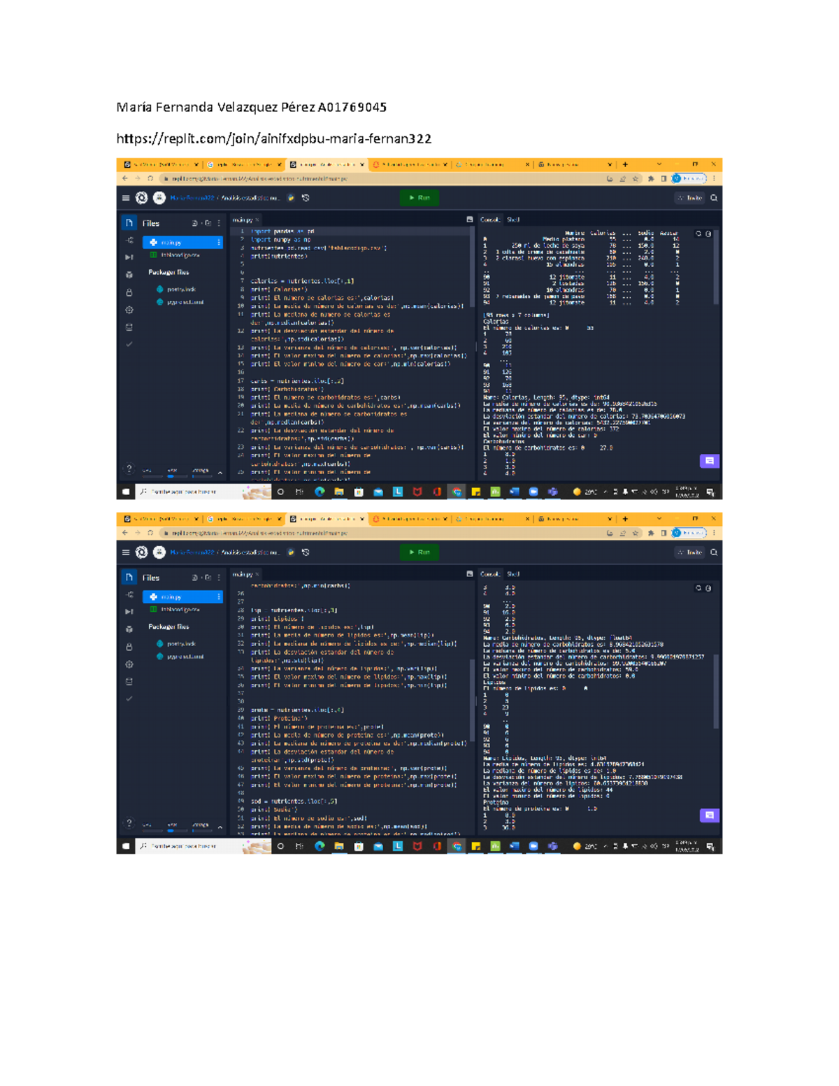 A01769045 Descripción Estadística Python - Estadística - María Fernanda ...