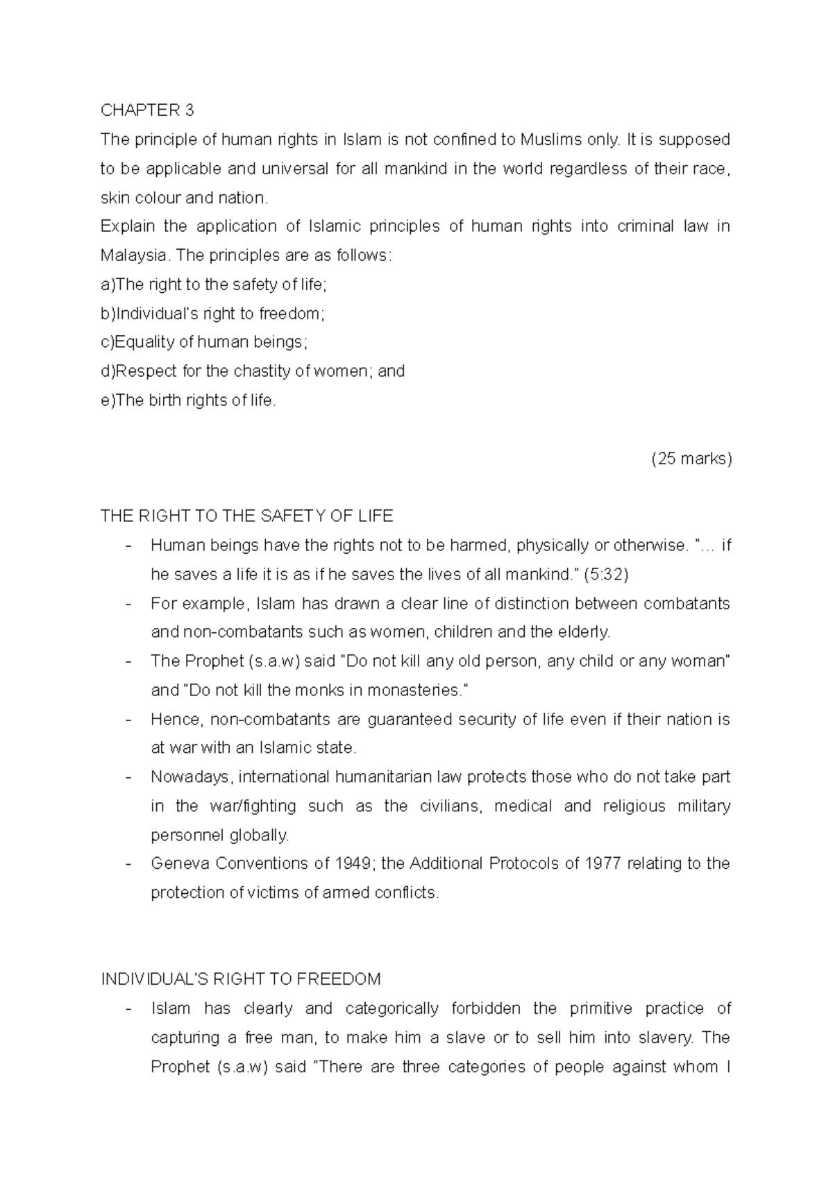 Chap 3: Human Rights in Islam & Malaysian Criminal Law Analysis - Studocu