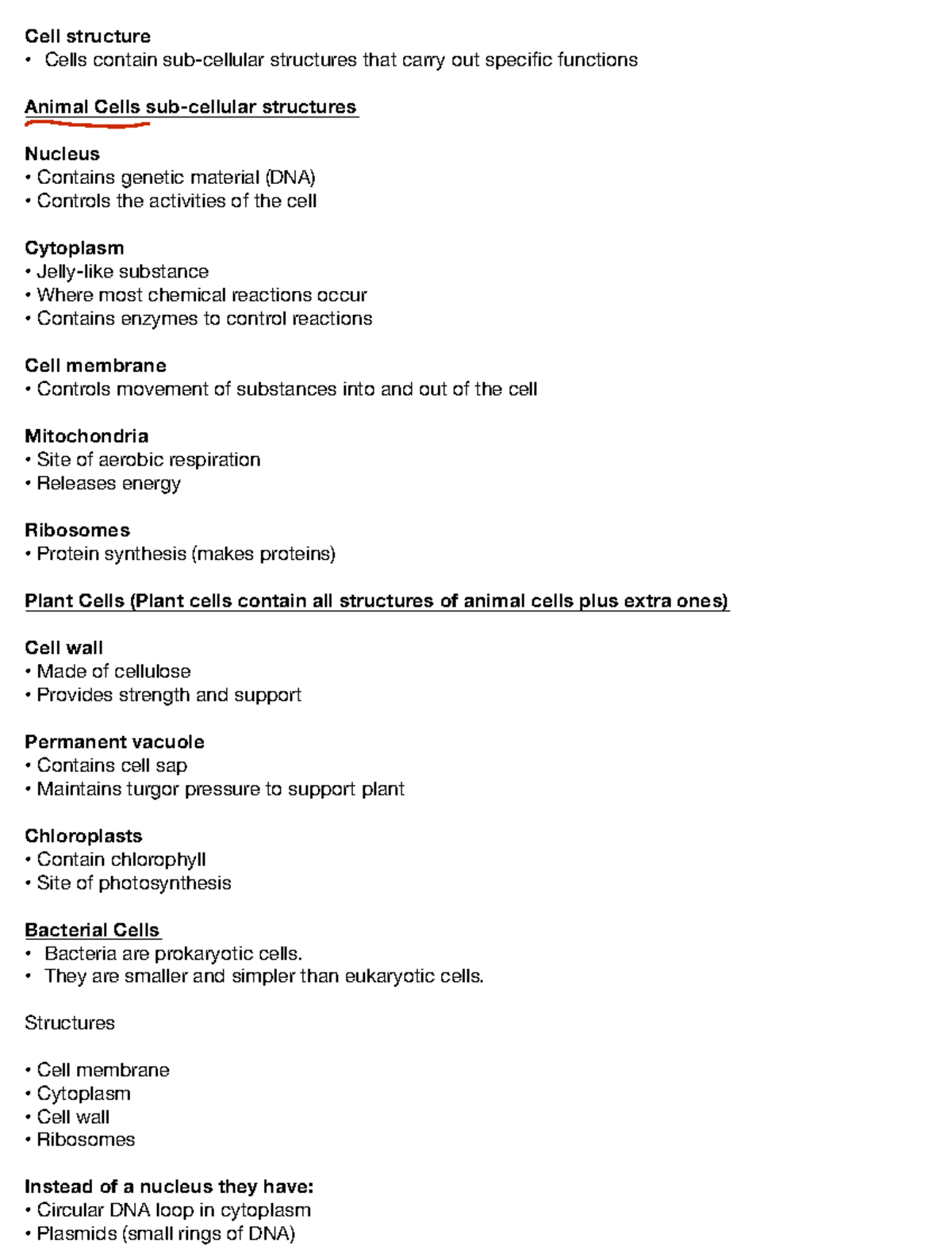Cell Biology: Structures and Functions of Cells (Biology 101) - Studocu