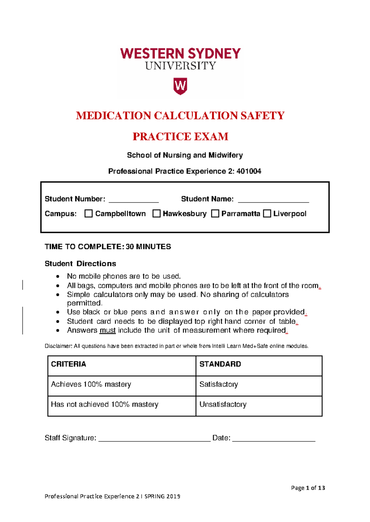 Medication Calculation Practice Exam Answers - 401004 - Studocu