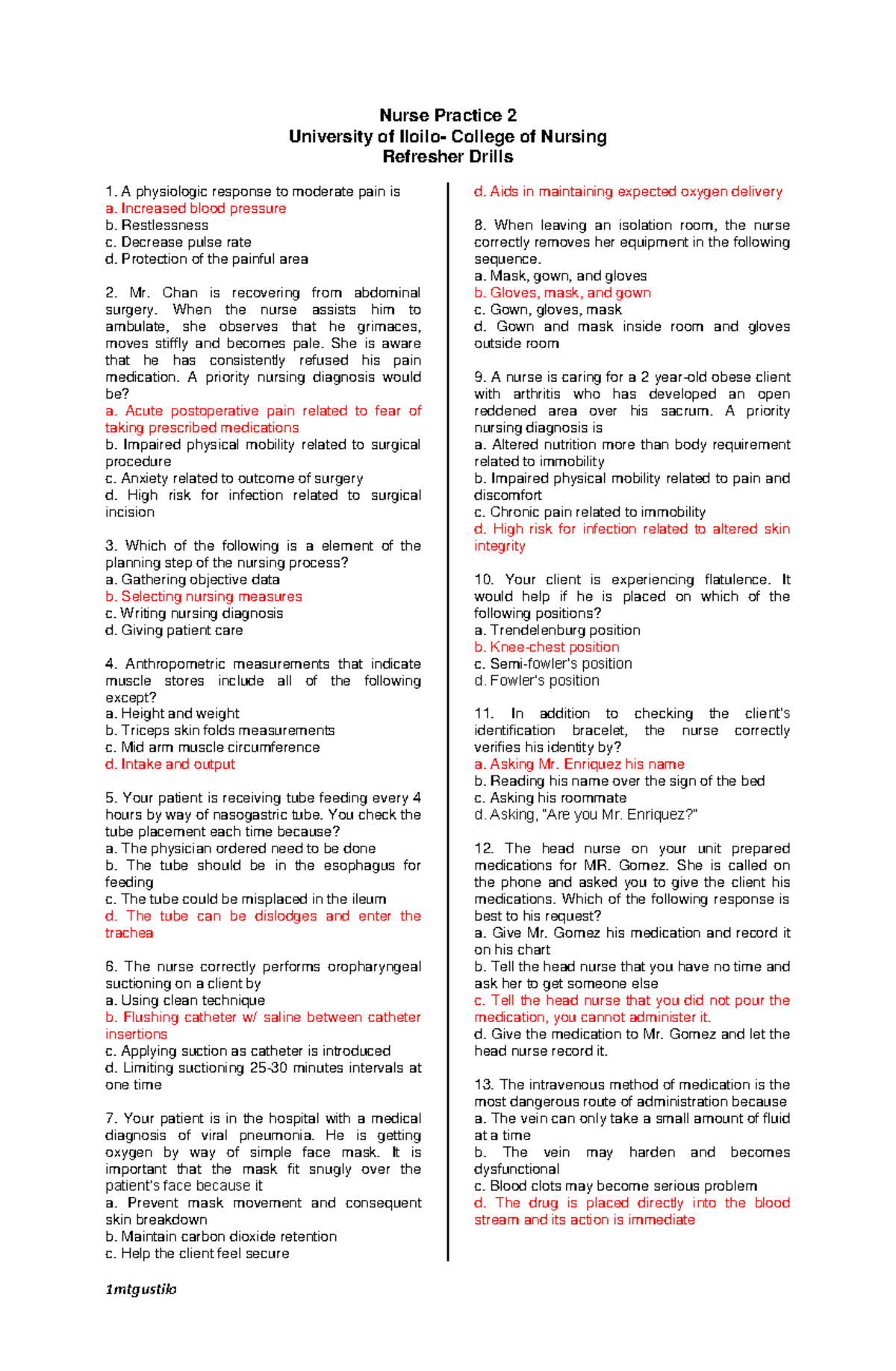 Nurse Practice 2: Comprehensive Refresher Drills and Assessments - Studocu