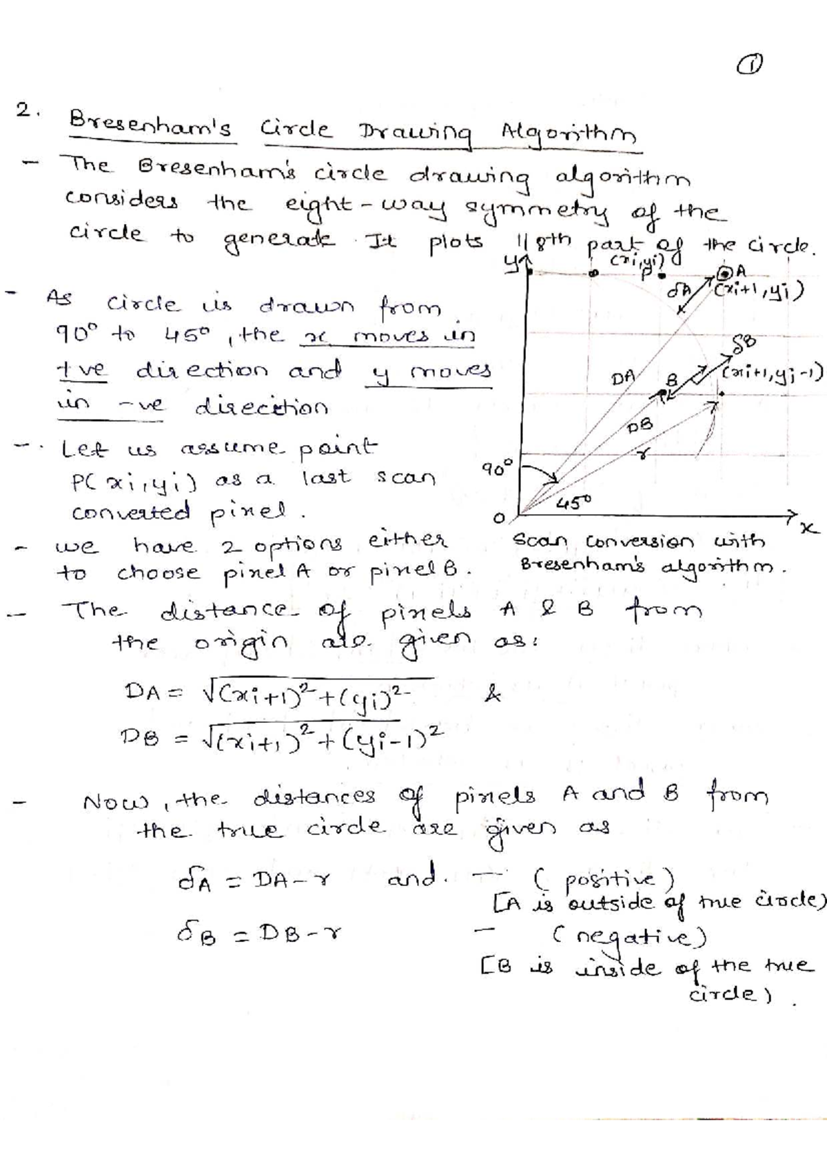 Bresenham's Circle Drawing Algorithm (CS 101) - Studocu