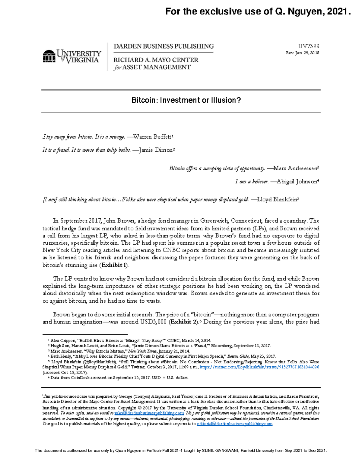 Bitcoin Investment or Illusion? A Case Study Analysis - Studocu