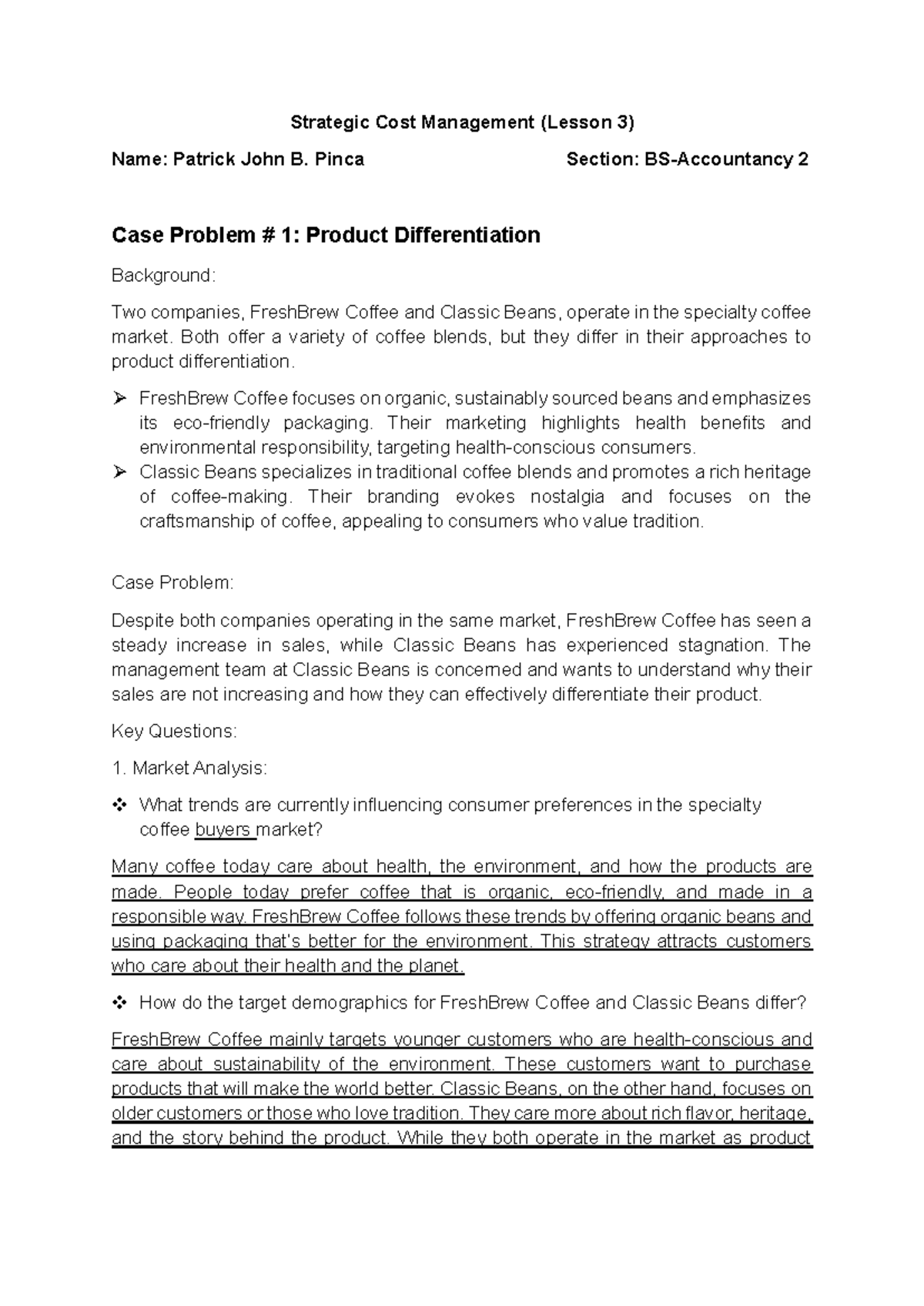 Strategic Cost Management (Assessment 3) - Case Studies & Analysis ...