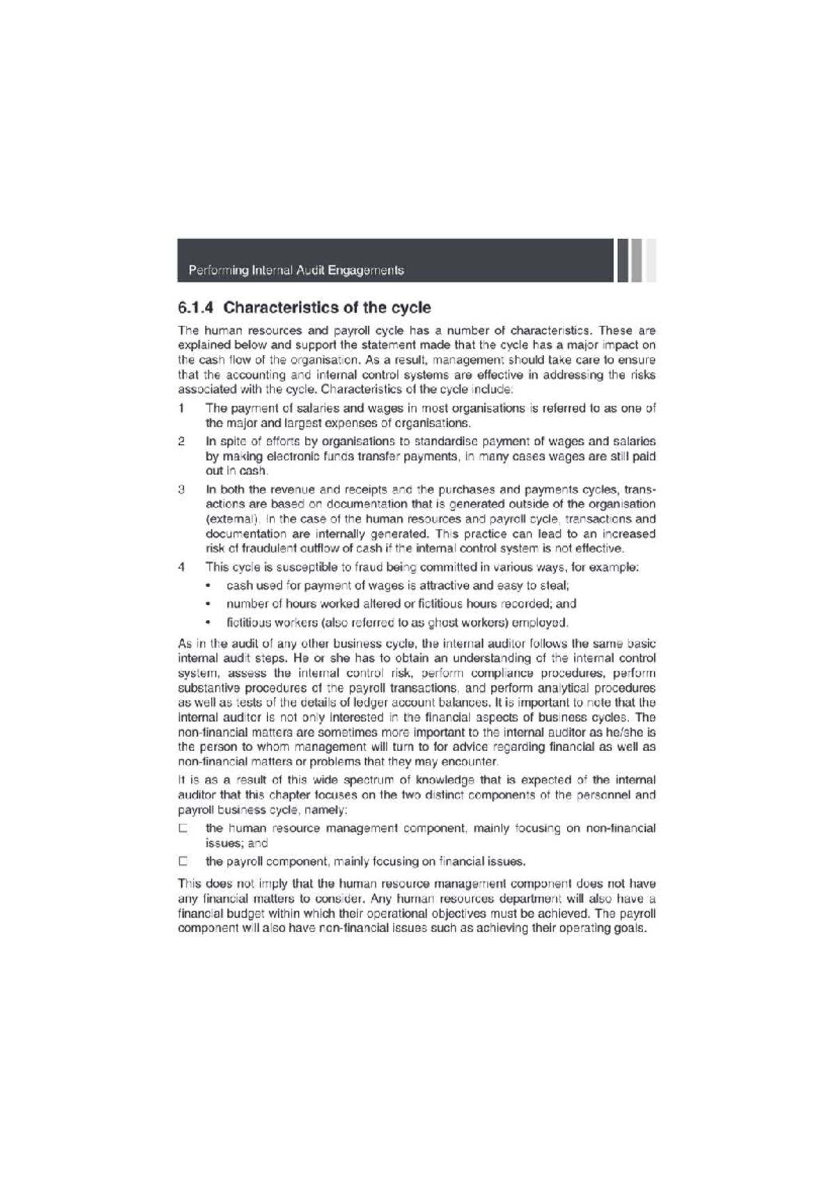 HRM 101: Lecture Notes on Internal Audit of Payroll Cycle - Studocu