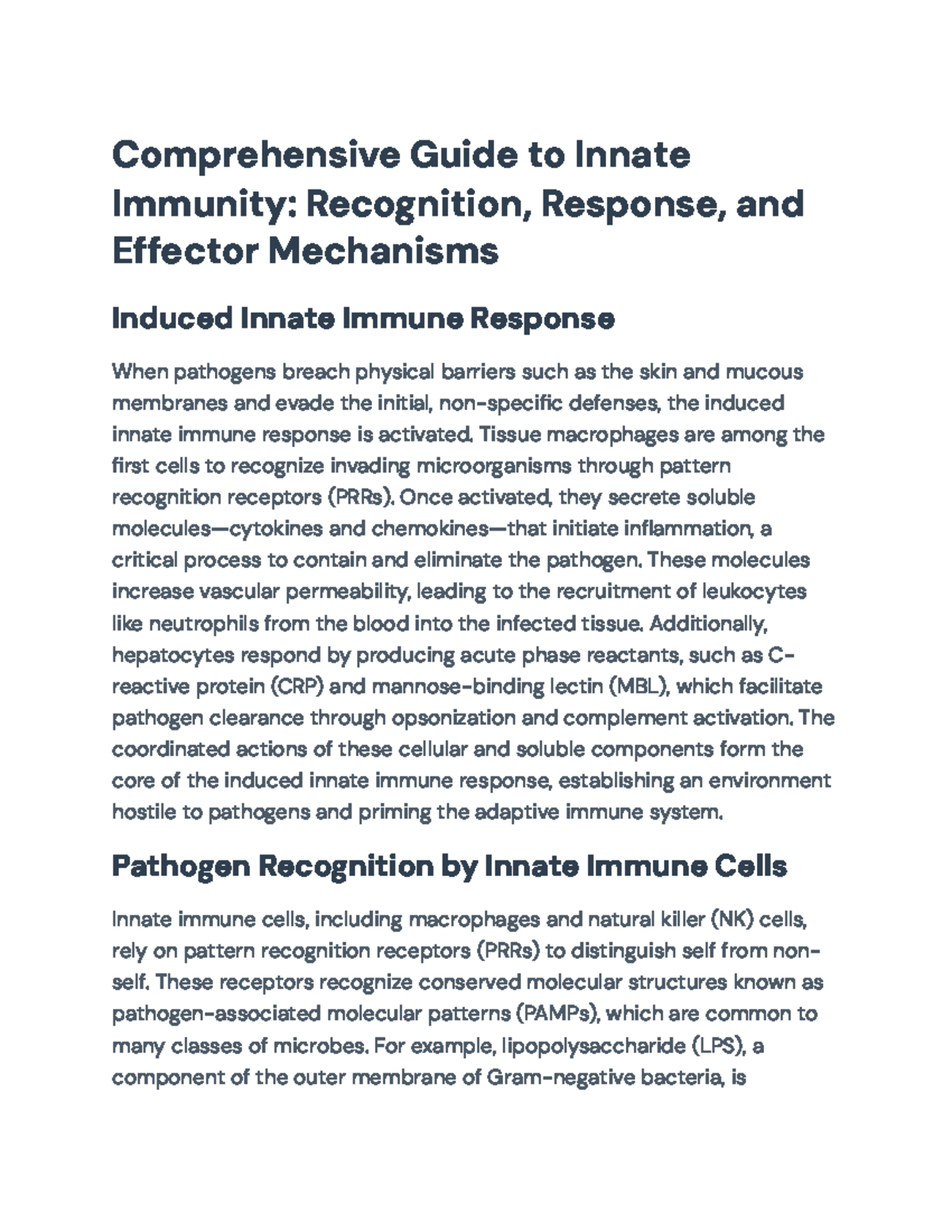 Comprehensive Guide to Innate Immunity Mechanisms and Responses (BIOL ...