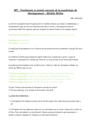 UE1 Fondements & Grands Concepts De La Psychobiologie - Différents ...