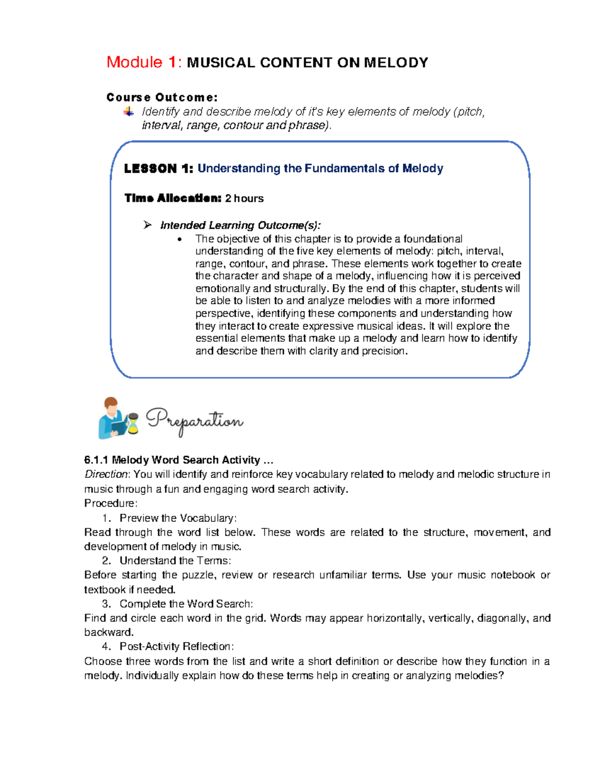 Module 1: Understanding Melody Elements in Music - Lesson 1 Overview ...