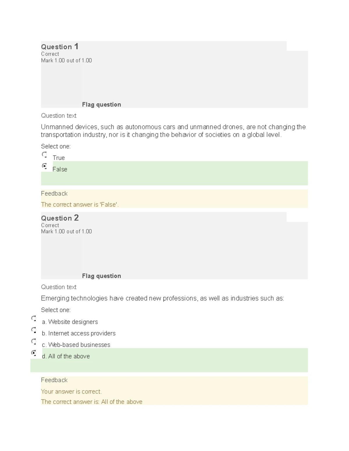 POLS 1503 Unit 1 - Self Quiz - Question 1 Correct Mark 1 out of 1. Flag ...