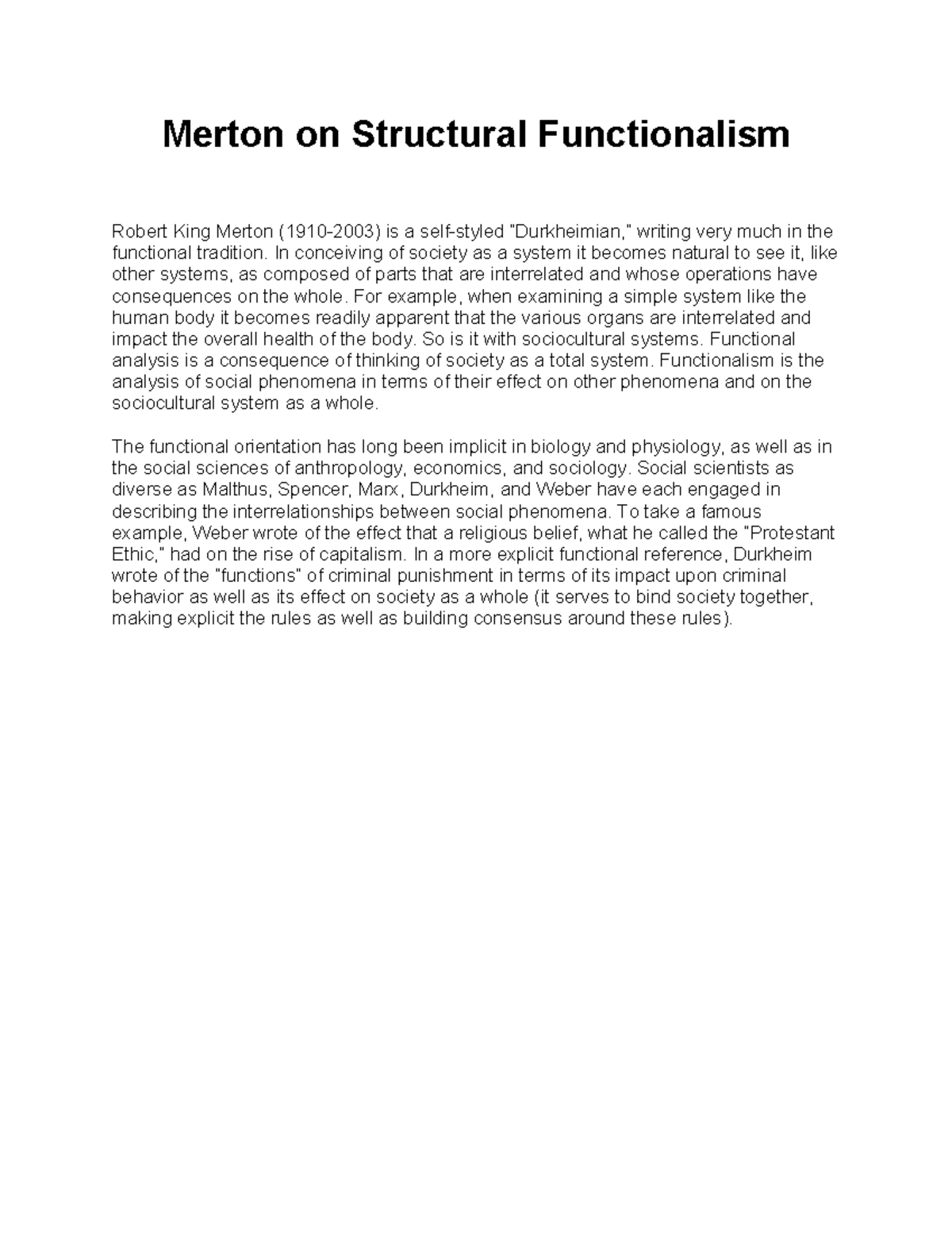339100459 Merton's Contributions to Structural Functionalism Analysis ...