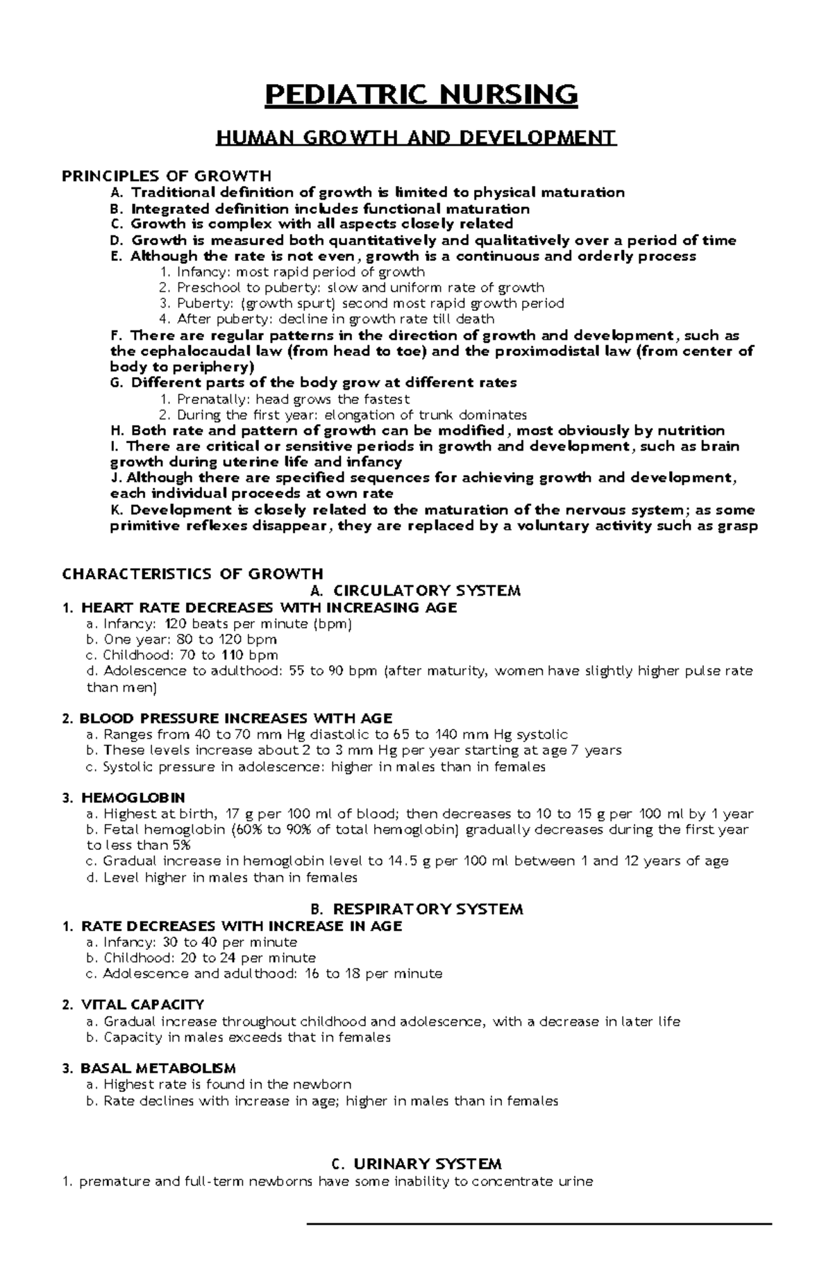 Pediatric Nursing (PN 101) Growth and Development Notes - Studocu