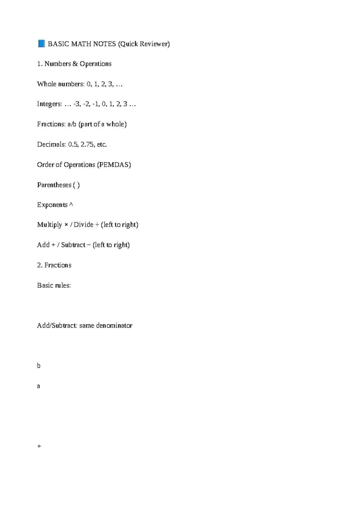 BASIC MATH NOTES (Quick Reviewer) for Course 57262 - Studocu