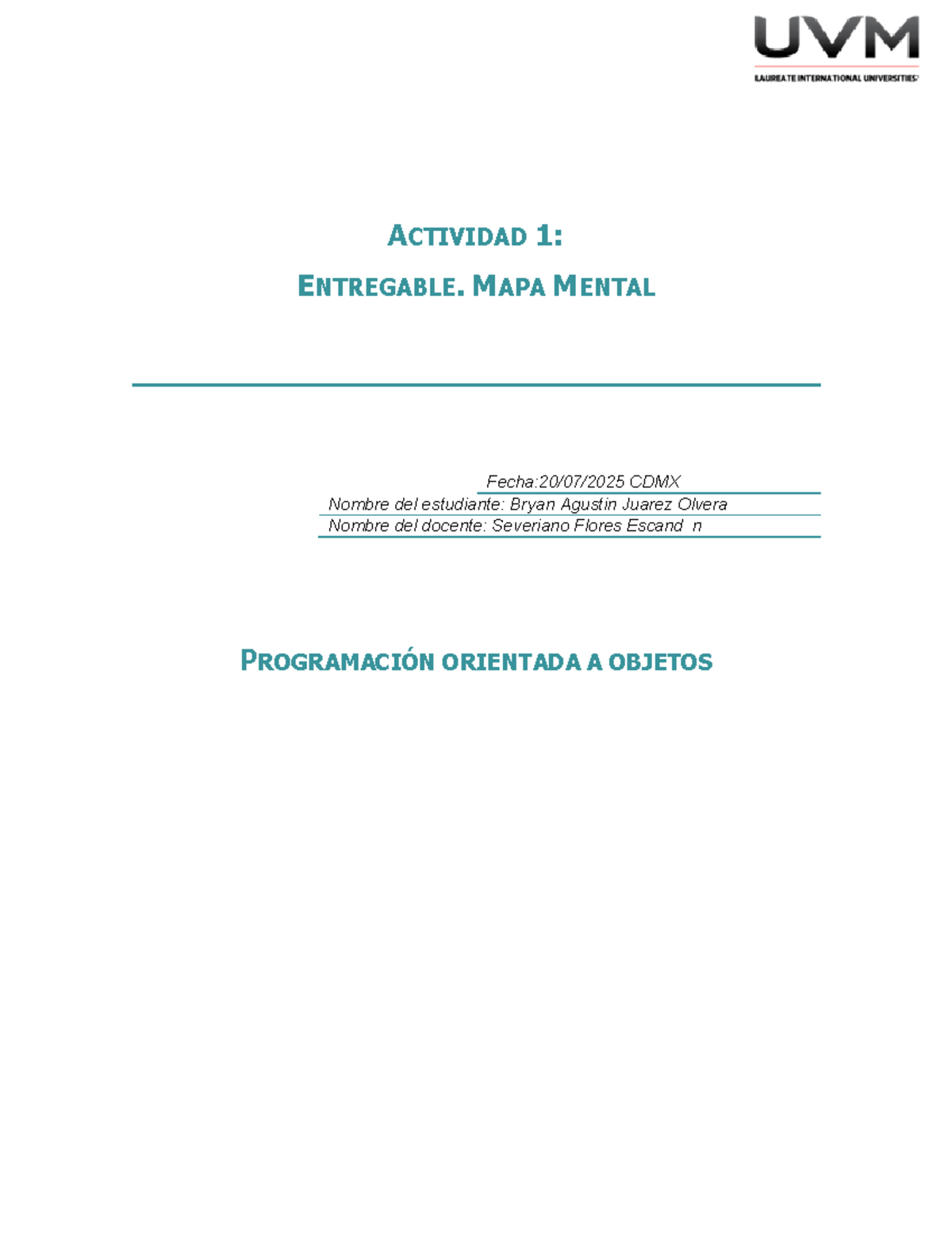ACTIVIDAD 1: MAPA MENTAL CDMX - PROGRAMACIÓN ORIENTADA A OBJETOS - Studocu