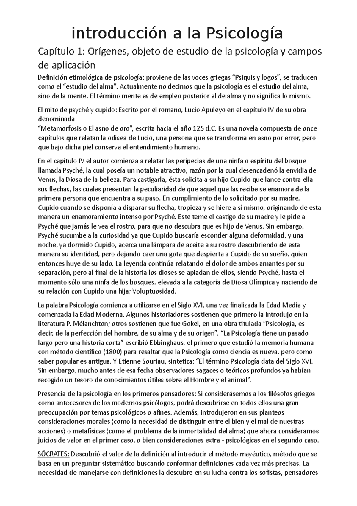 RESUMEN CAPÍTULOS 1 A 4 - INTRODUCCIÓN A LA PSICOLOGÍA - Studocu