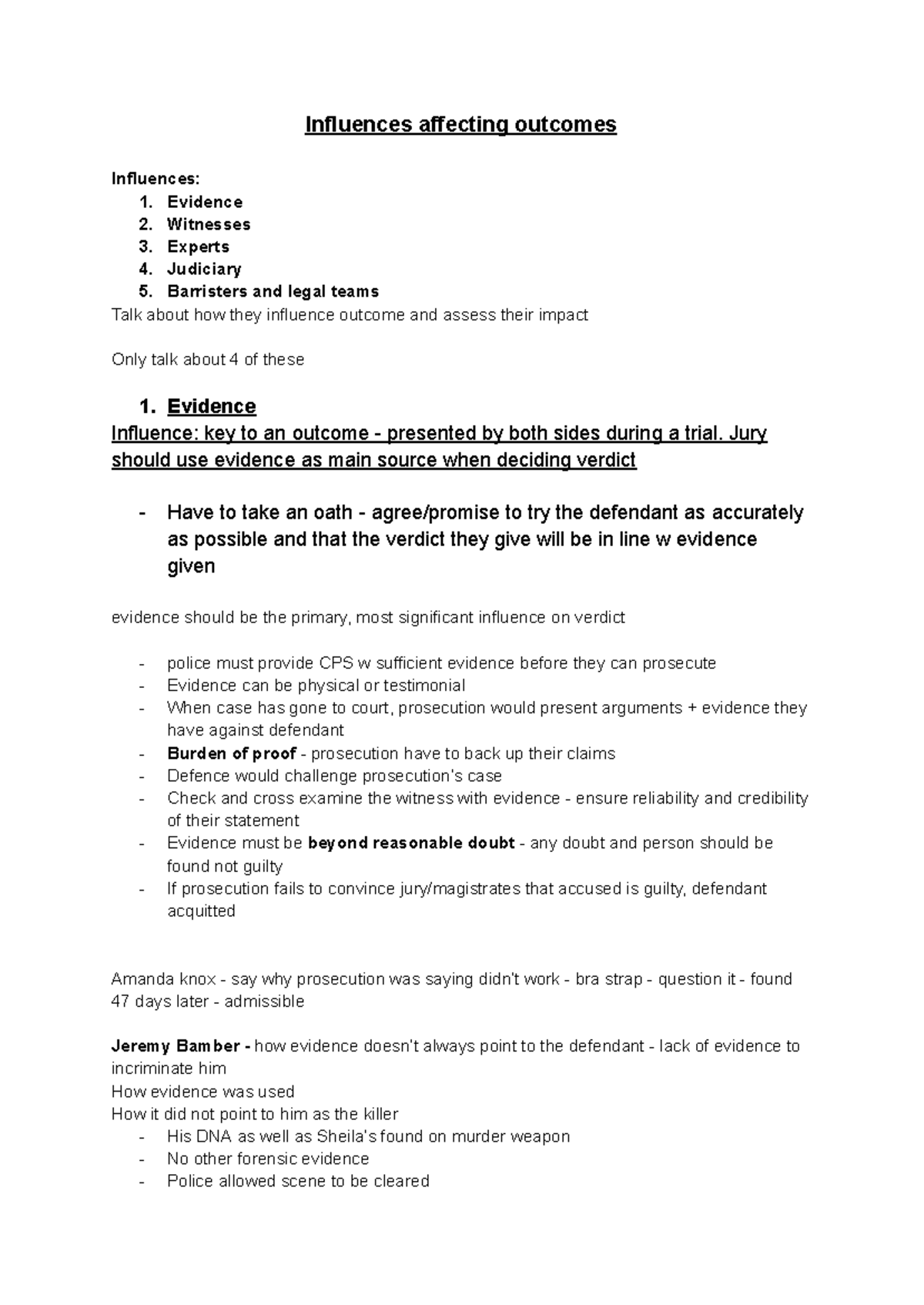 Criminology Unit 3 - AC2: Influences on Trial Outcomes Explained - Studocu