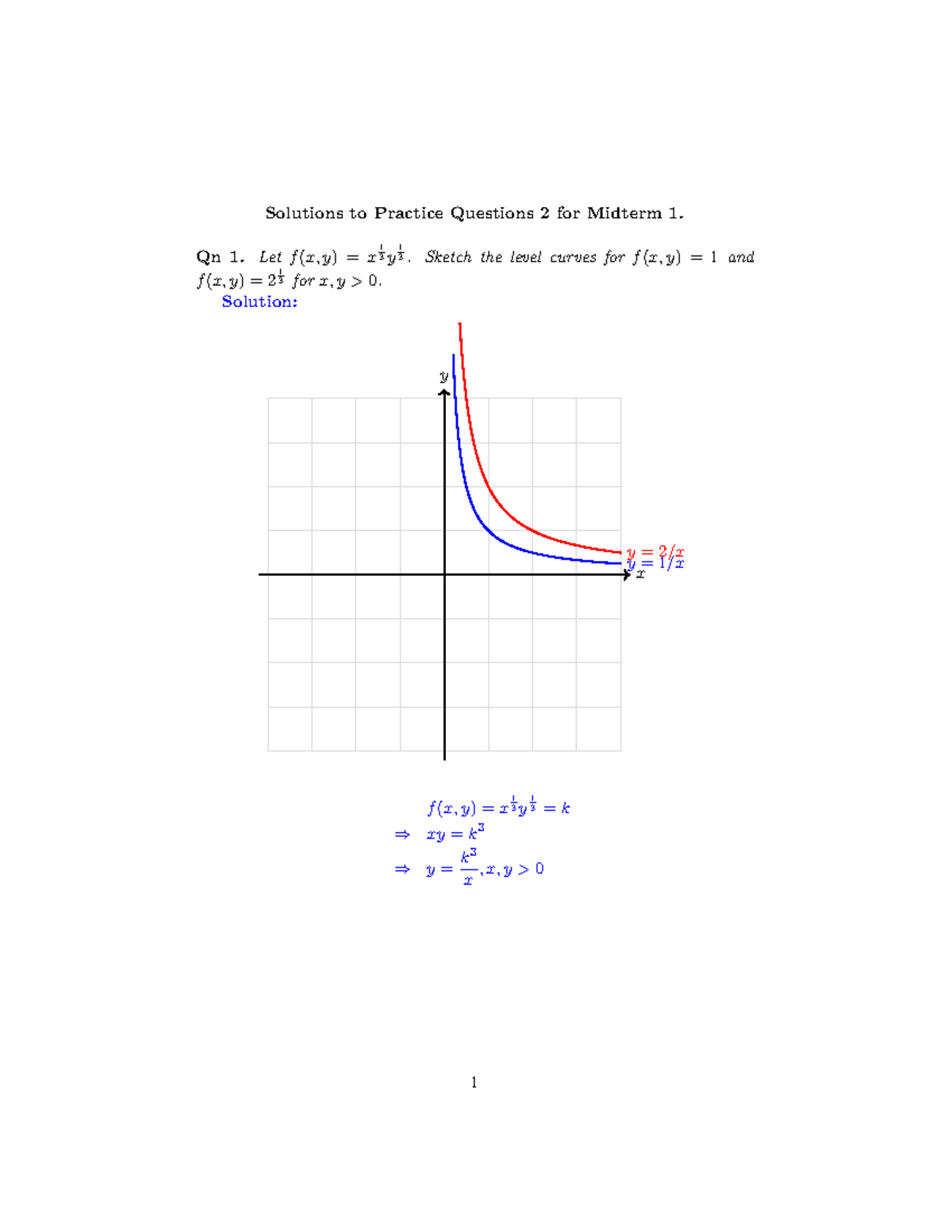 Midterm 1 Solutions to Practice Questions 2 in Calculus - Studocu