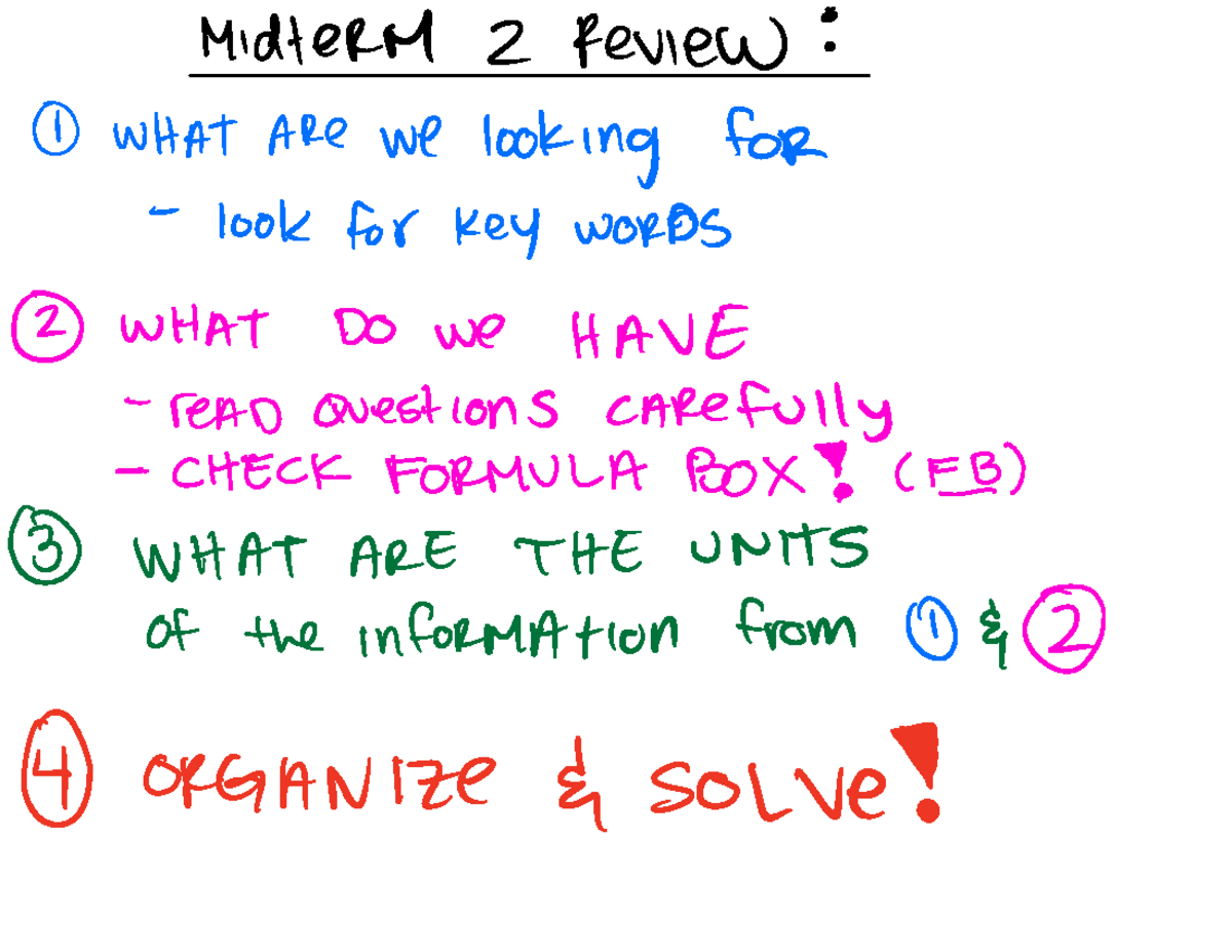 MATH 101 Midterm 2 Review: Key Concepts and Problem Solving - Studocu
