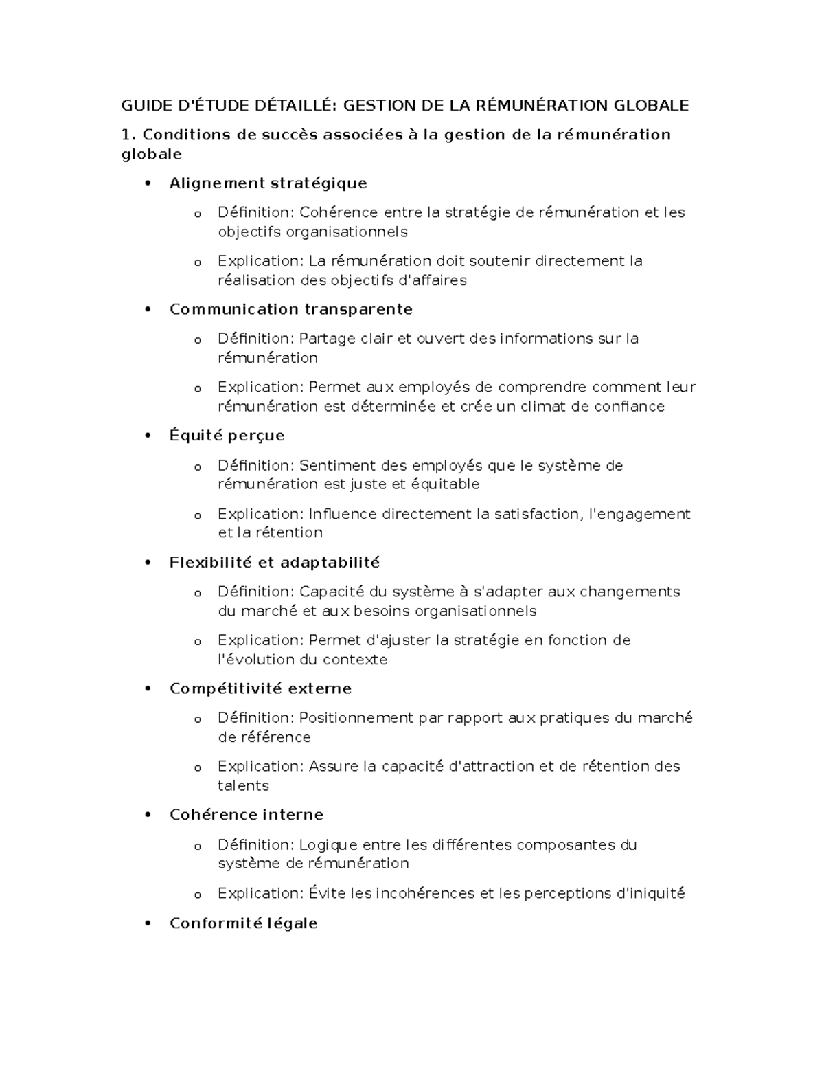 Guide d'examen RIN 1016 : Gestion de la rémunération globale - Studocu