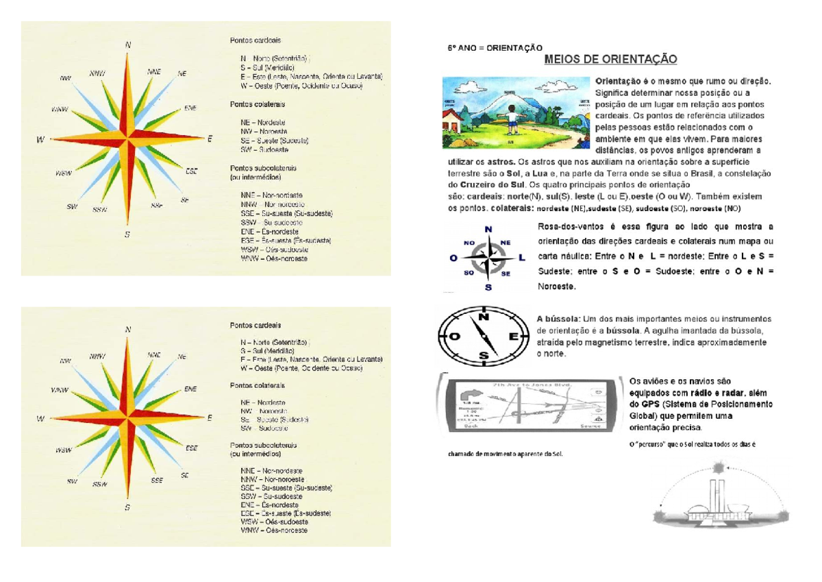 Geografia 6º Ano: Métodos de Orientação e Instrumentos - Studocu