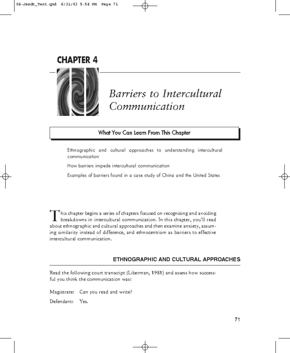 5245 Jandt Ch. 4: Overcoming Barriers in Intercultural Communication ...