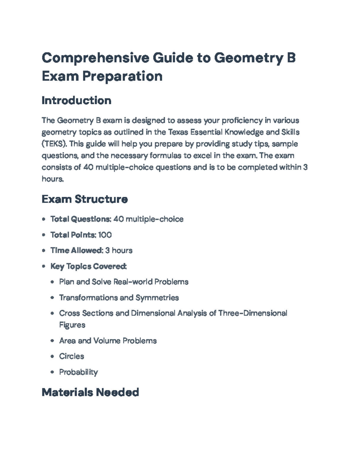 Comprehensive Geometry B Exam Guide and Study Tips - Comprehensive ...