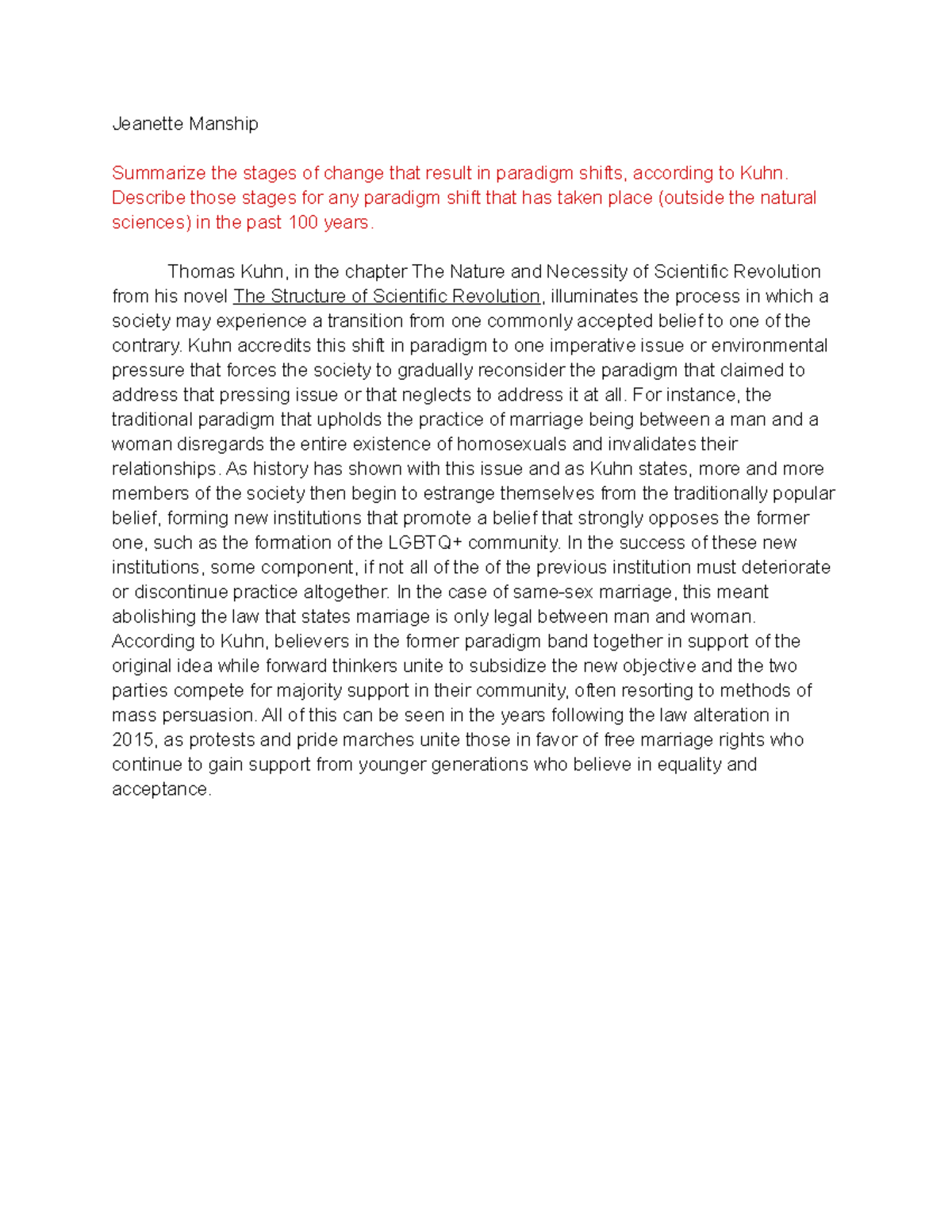 KUHN IN FOCUS: STAGES OF PARADIGM SHIFTS IN SOCIETY - Studocu
