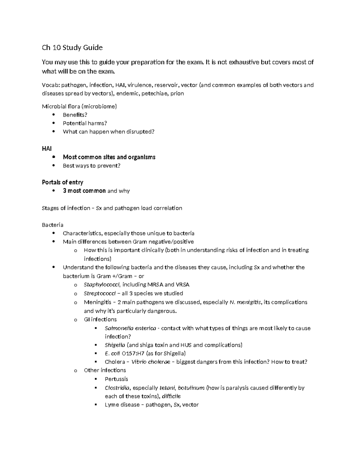 Microbiology Exam Study Guide (Ch 10) - Key Concepts & Vocab - Studocu