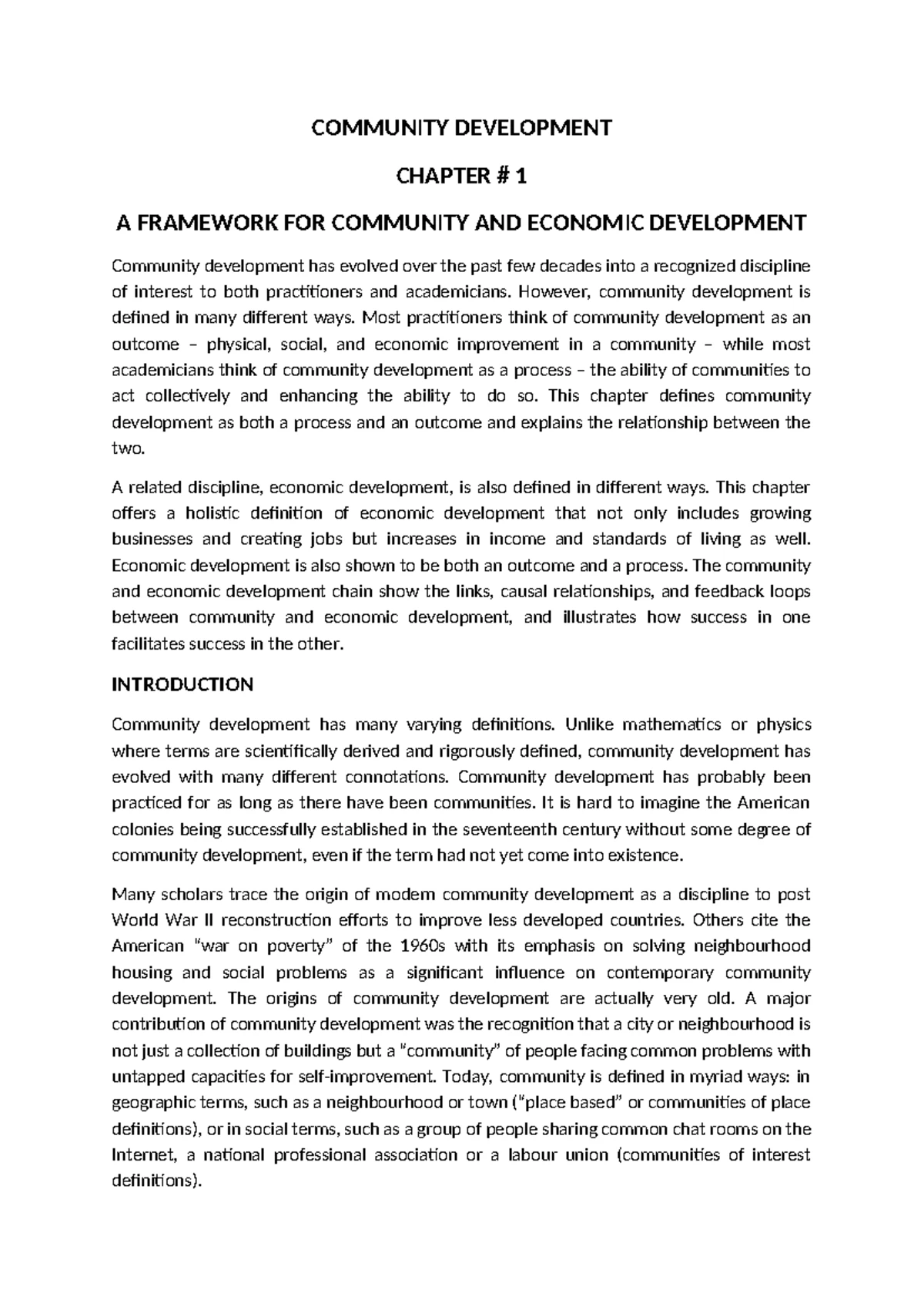 Chapter 2 - Community Development Process & Outcome Orientation - Studocu