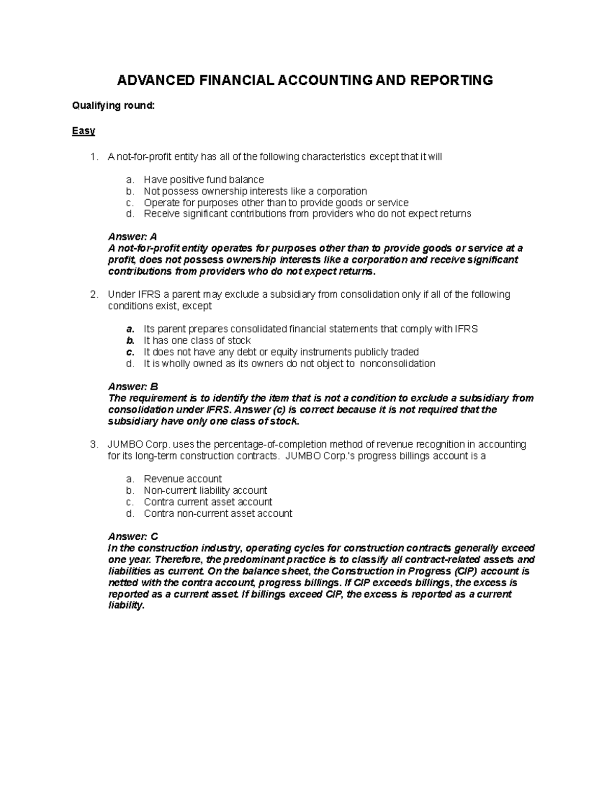 AFAR Material-1: Accounting Review for Advanced Financial Accounting ...