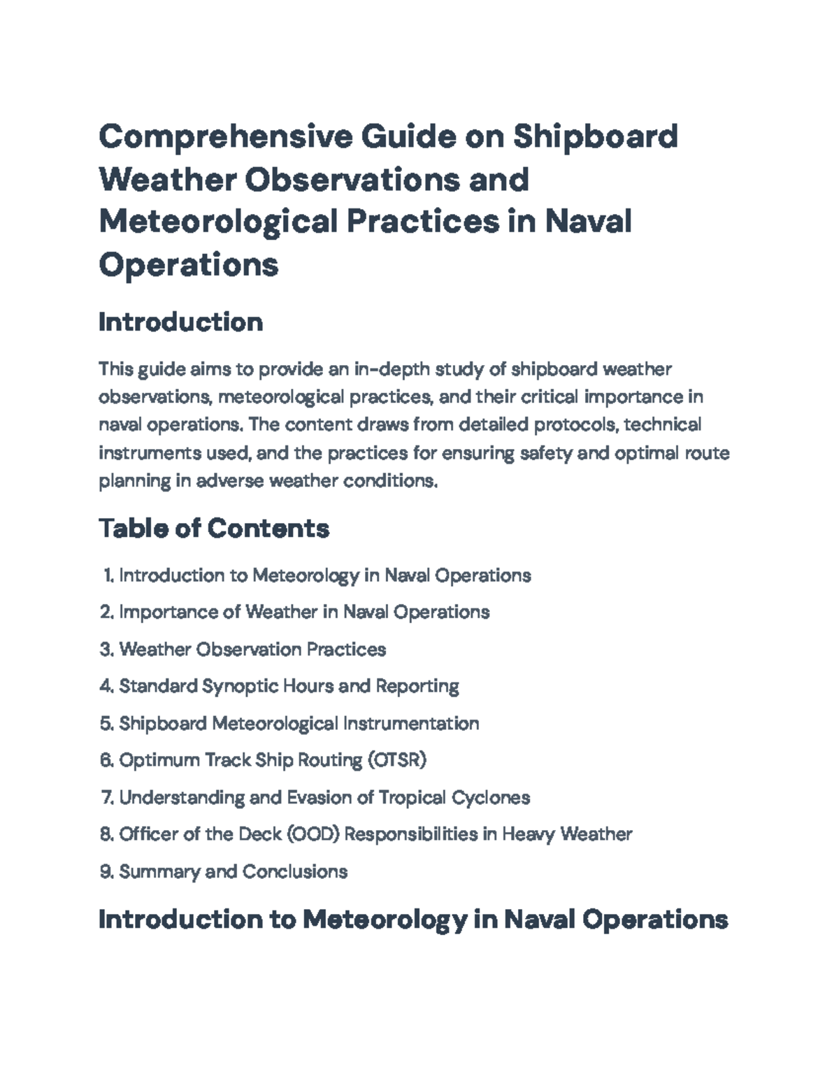 Comprehensive Guide to Shipboard Weather Observations in Naval Ops ...