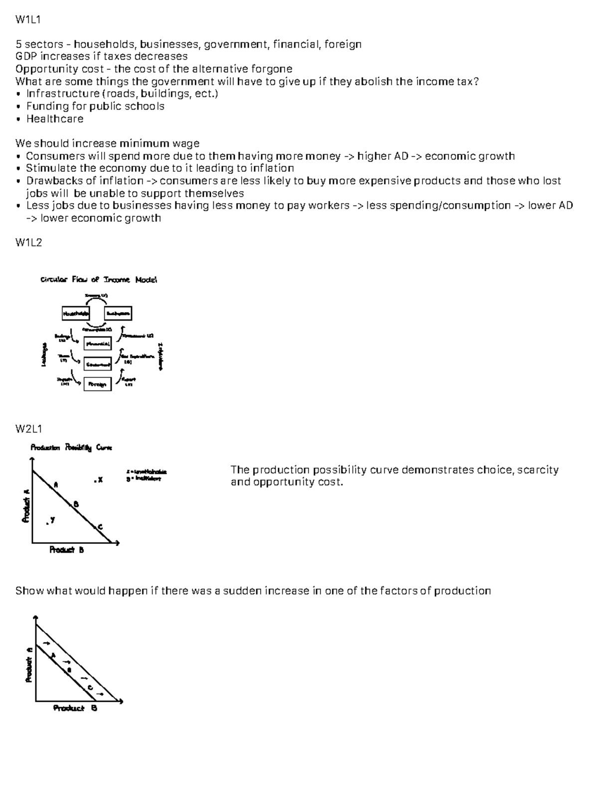 Year 11 Term 1 Econ Notes: GDP, Opportunity Cost & Circular Flow - Studocu