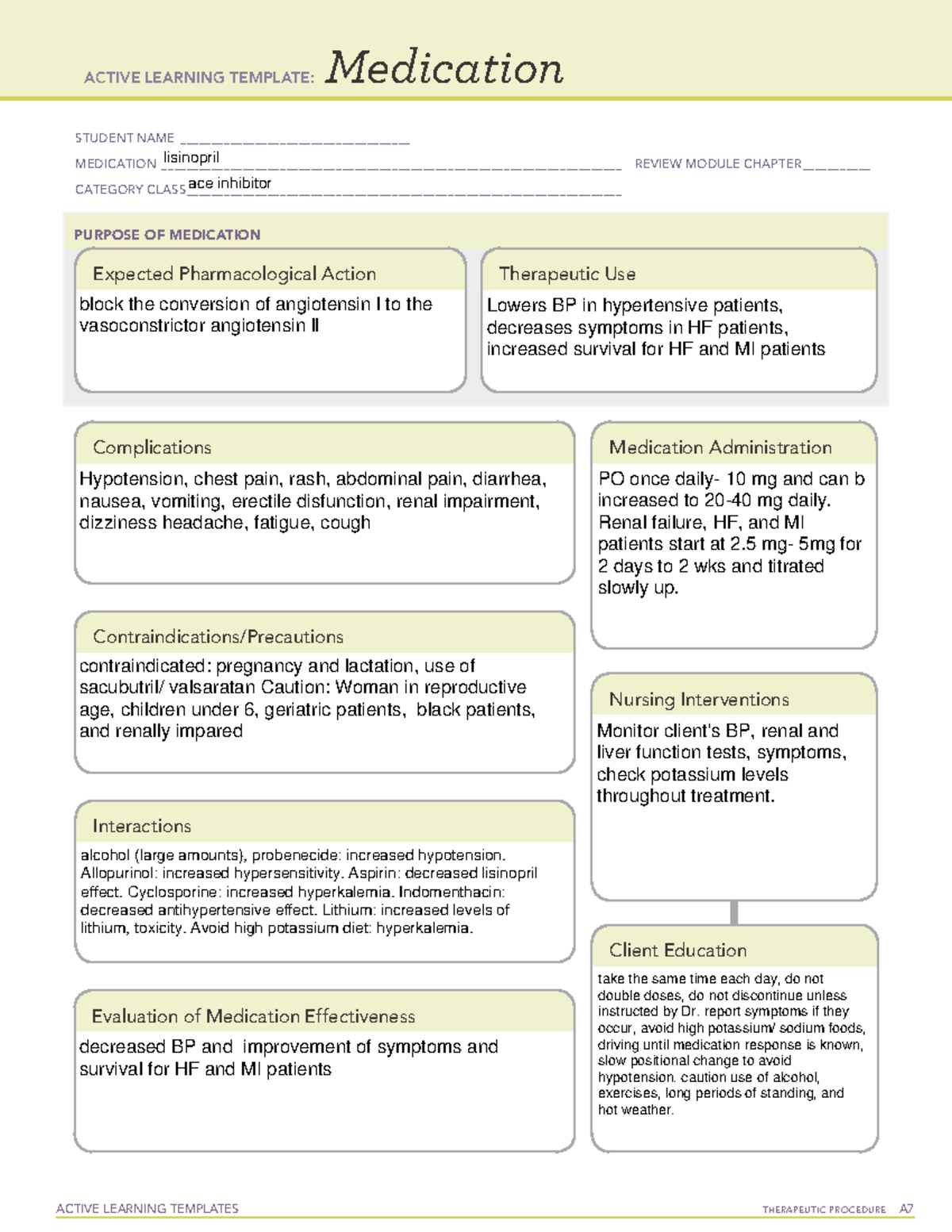 Active Learning Template: Medication A - Therapeutic Procedure Module ...