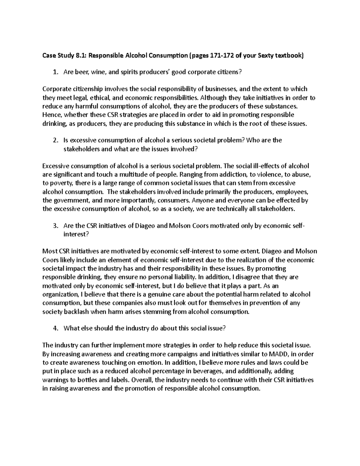 Module 4: Case Study 8.1 Analysis on Responsible Alcohol Consumption ...