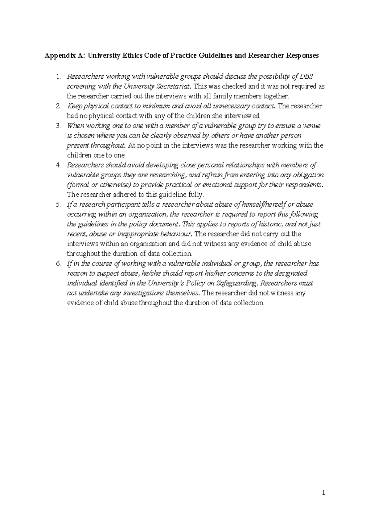 Appendix A: Ethics Guidelines for Research with Vulnerable Groups - Studocu