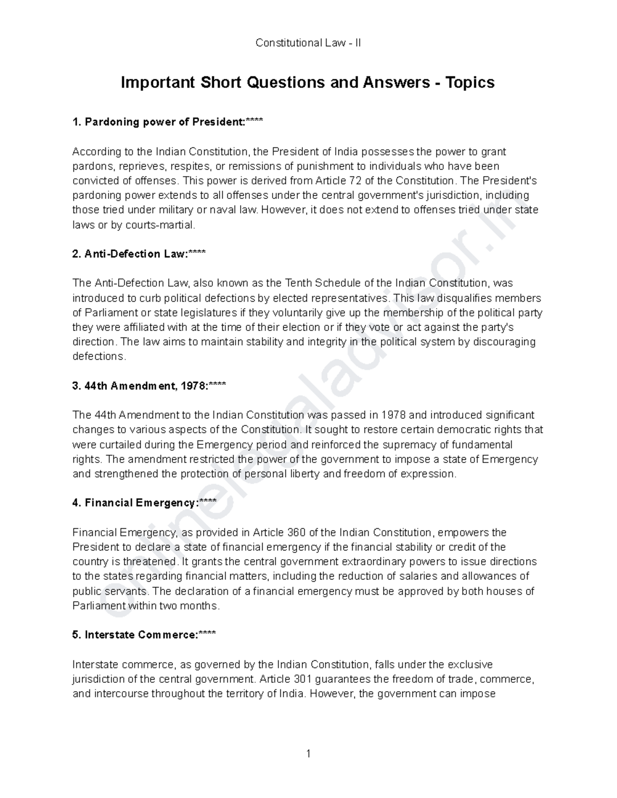 Constitutional Law II: Important Q&A for 1st Year II Semester - Studocu