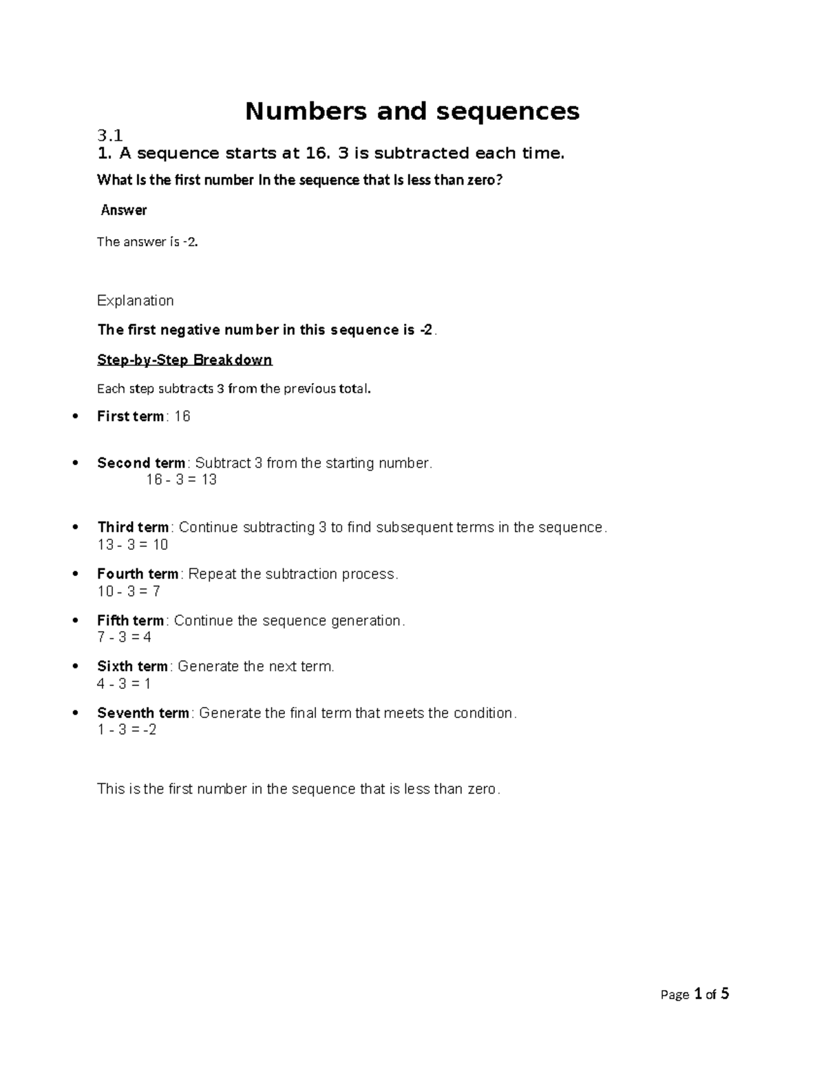 Numbers and Sequences: Patterns and Problem Solving (MATH 3) - Studocu