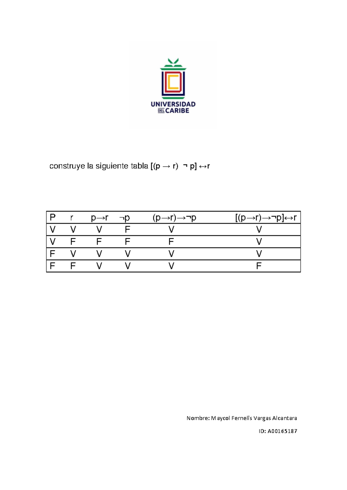 Tabla real Matematicas - Matemática l - construye la siguiente tabla ...