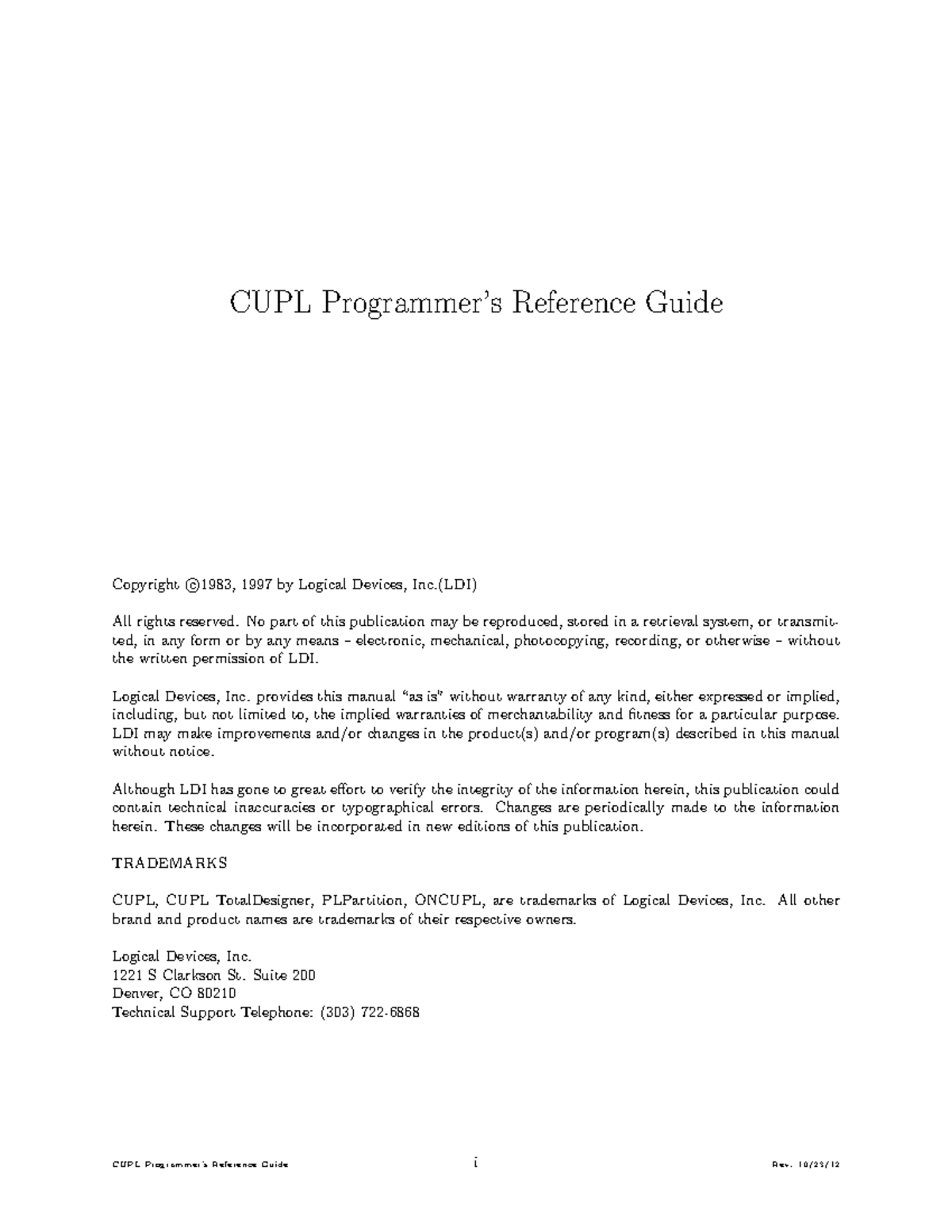 CUPL Programmers Reference Guide - CUPL Programmer’s Reference Guide ...