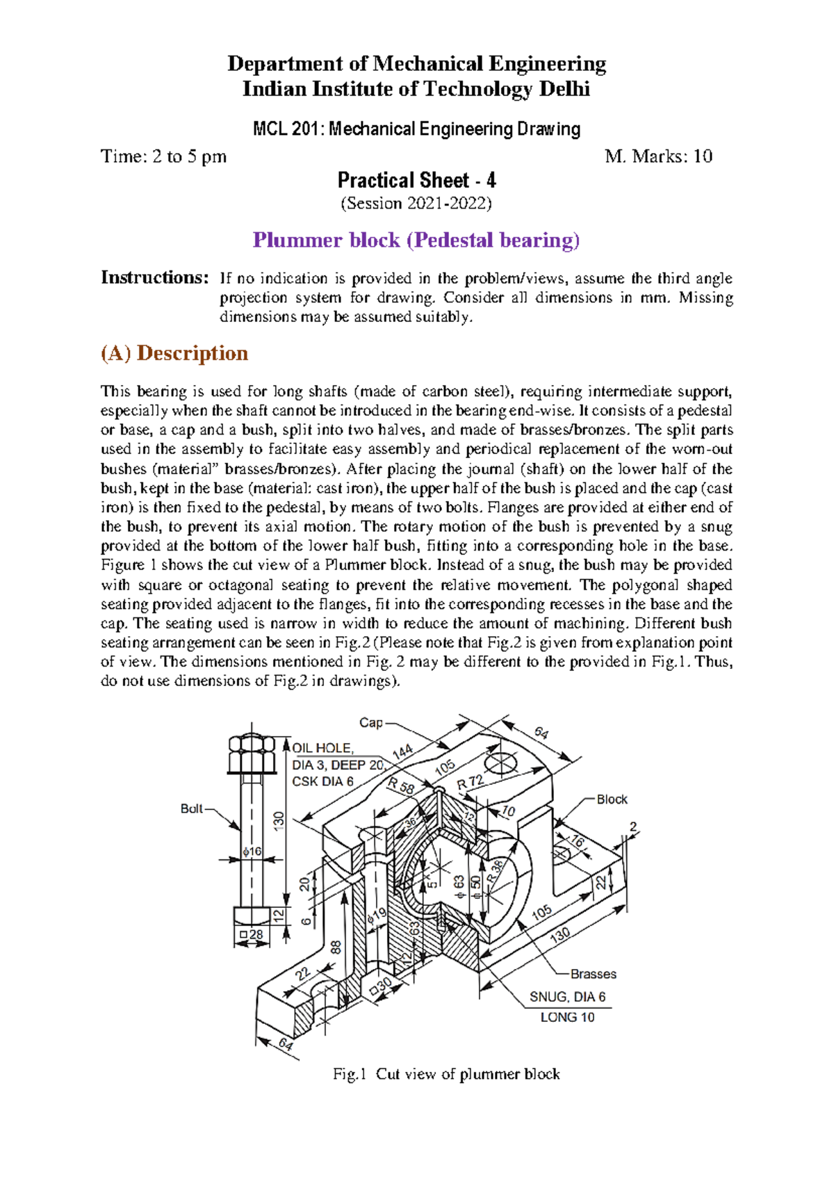MCL 201: Practical Sheet 4 - Understanding Plummer Block Design - Studocu