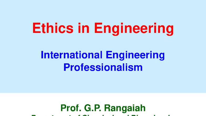 Engg Ethics L6 International Engineering Professionalism - Ethics in ...